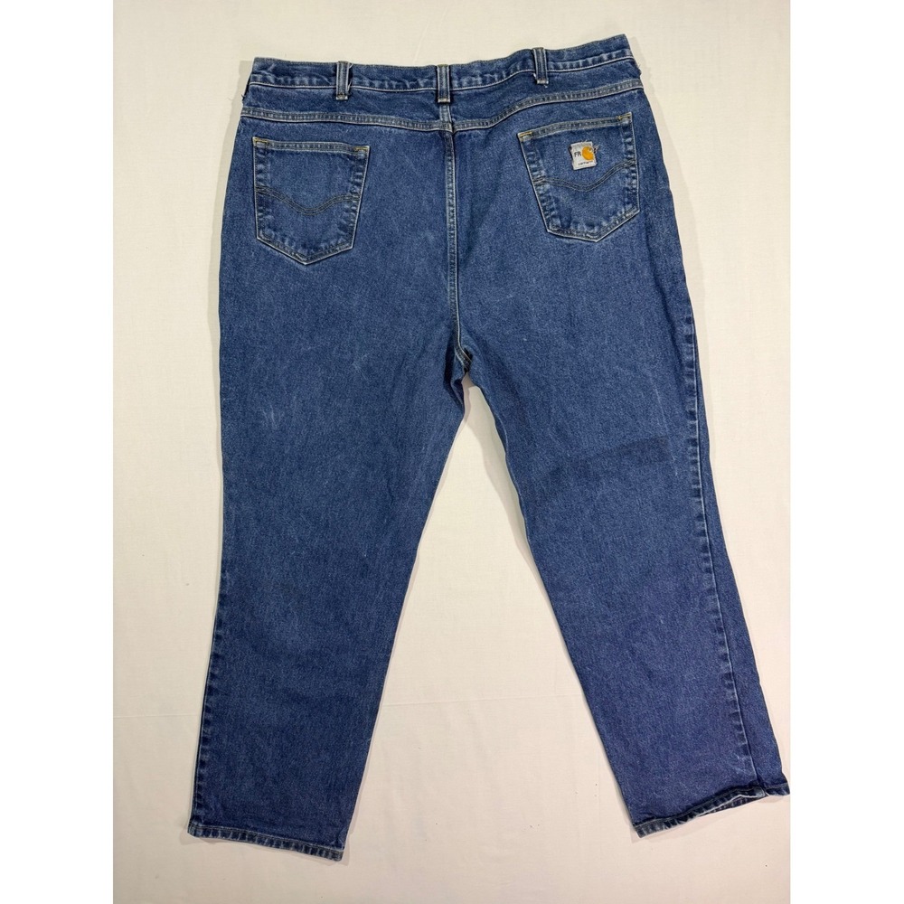 Vintage 90s Carhartt Flame Resistant FR Medium Wash Denim Work Jeans Mens 42x32